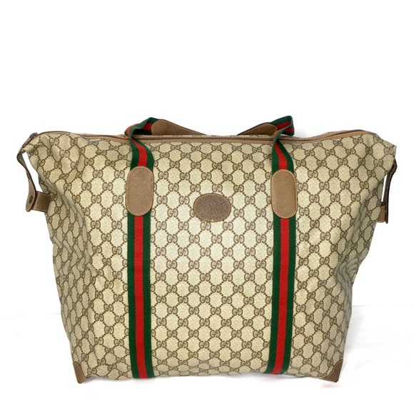 Authentic Gucci XL Tote/ travel bag brown monogram coated canvas with leather - Picture 14 of 15